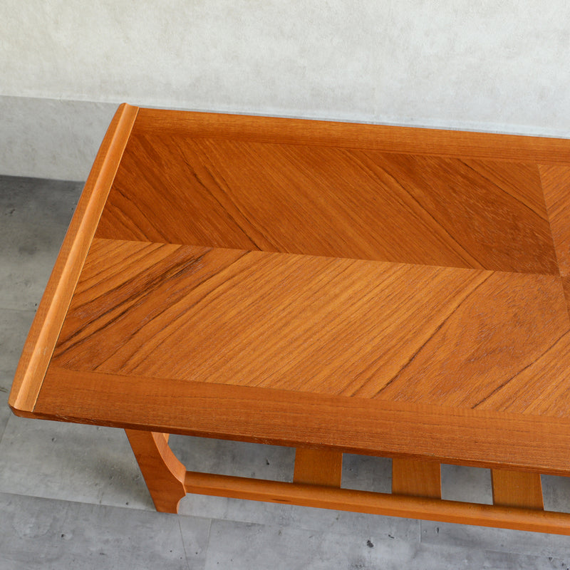 60Ｓチーク ローテーブル05(棚付）