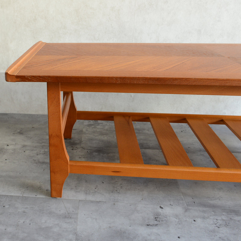 60Ｓチーク ローテーブル05(棚付）