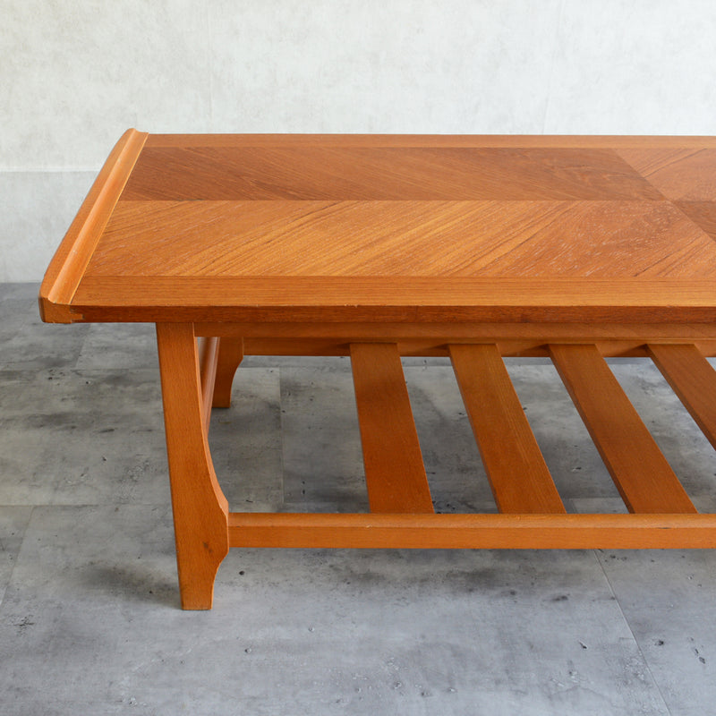 60Ｓチーク ローテーブル05(棚付）