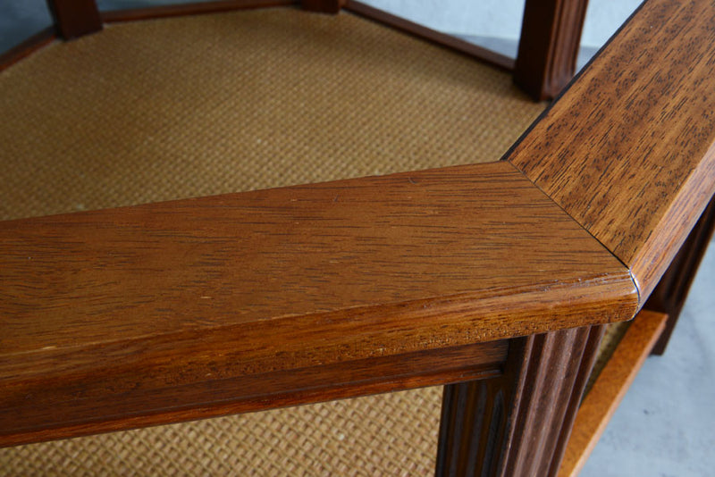 イギリスヴィンテージ　オーク&ラタン　ローテーブル