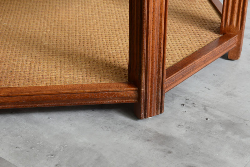 イギリスヴィンテージ　オーク&ラタン　ローテーブル