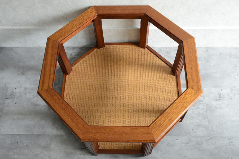 イギリスヴィンテージ　オーク&ラタン　ローテーブル