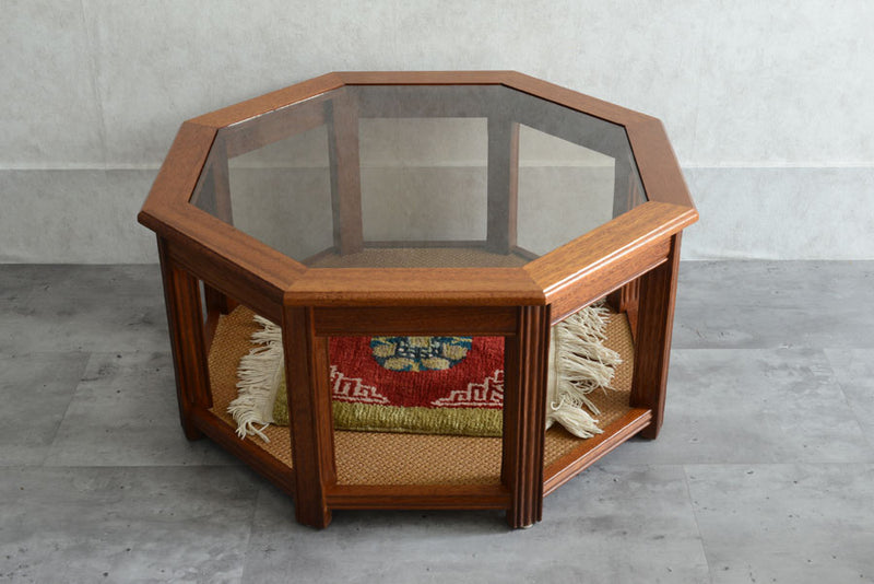 イギリスヴィンテージ　オーク&ラタン　ローテーブル