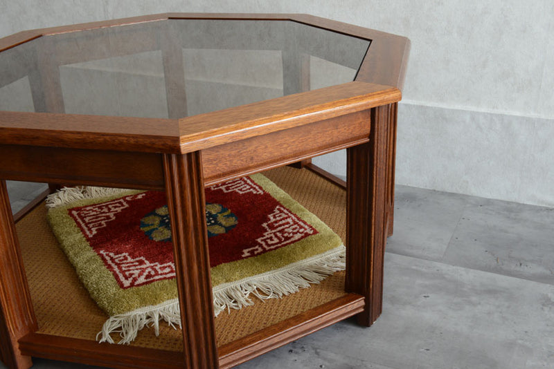 イギリスヴィンテージ　オーク&ラタン　ローテーブル