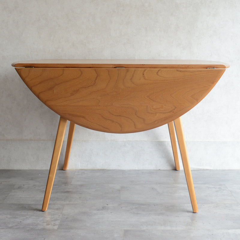 ERCOL アーコール ラウンド ドロップリーフテーブル 06（天板剥離再塗装済）