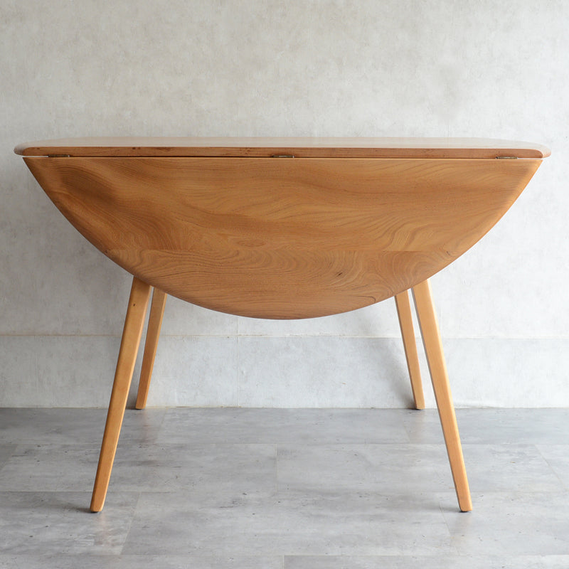 ERCOL アーコール ラウンド ドロップリーフテーブル 06（天板剥離再塗装済）