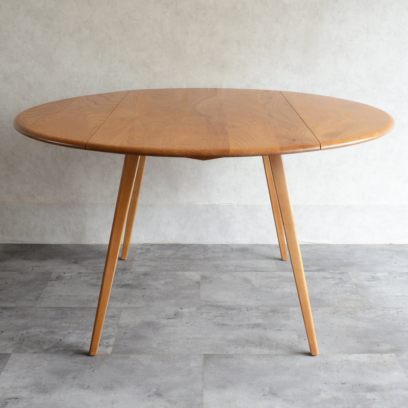 ERCOL アーコール ラウンド ドロップリーフテーブル 06（天板剥離再塗装済）