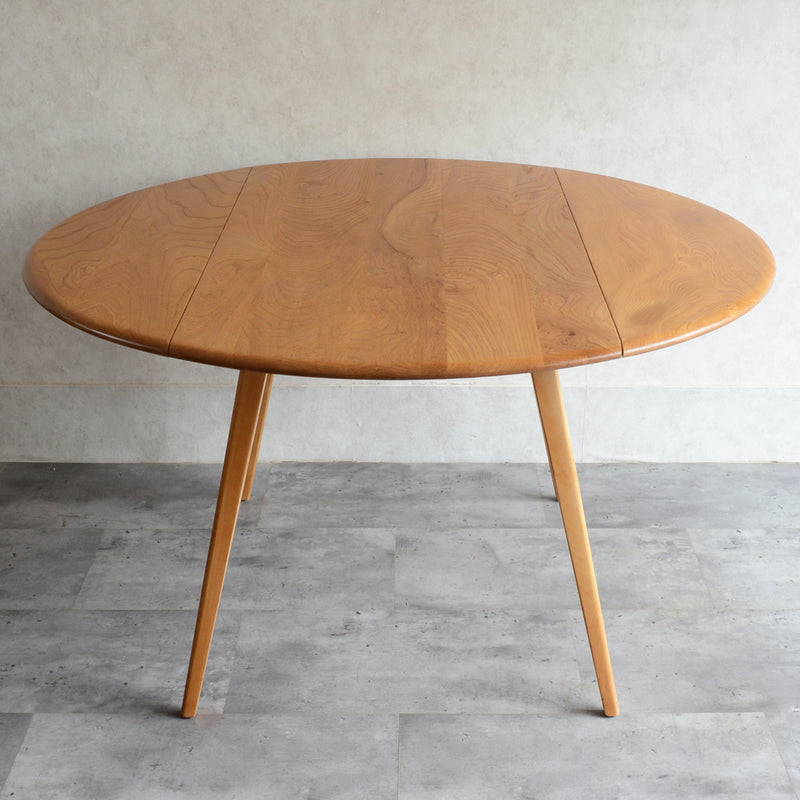 ERCOL アーコール ラウンド ドロップリーフテーブル 06（天板剥離再塗装済）