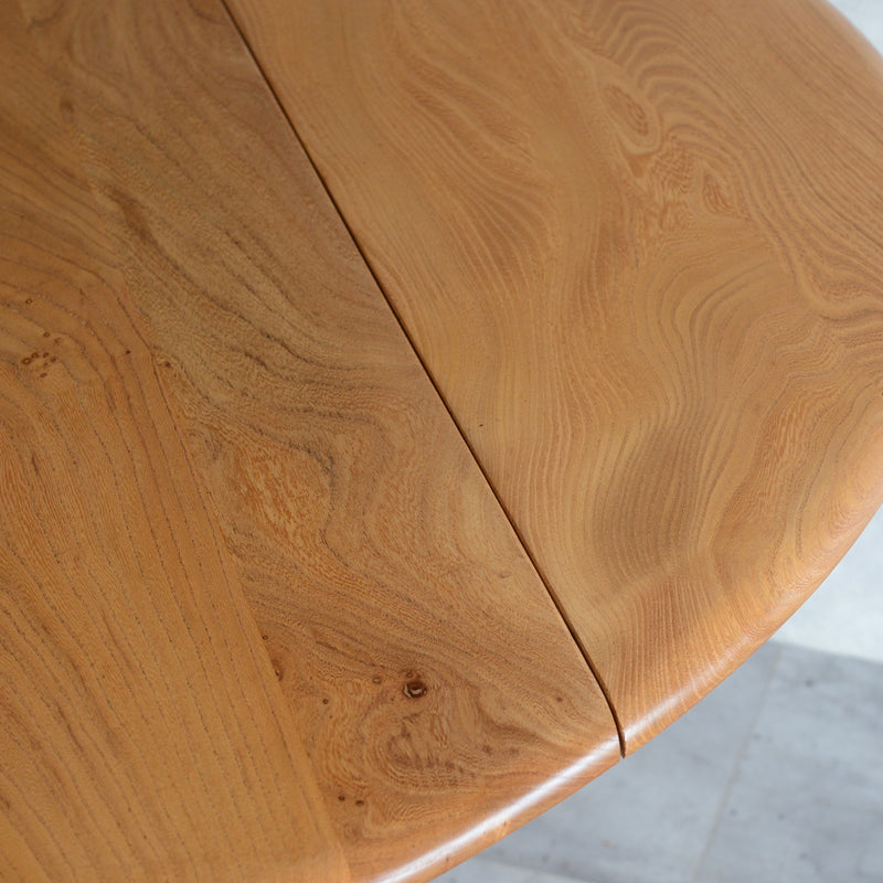 ERCOL アーコール ラウンド ドロップリーフテーブル 06（天板剥離再塗装済）