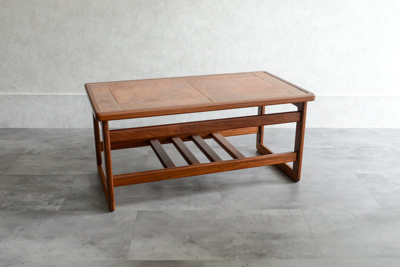 コーラルタイルトップ　ヴィンテージ ローテーブル01　