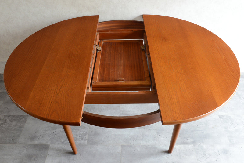 K様ご見学予約商品  Jentique ジェンティーク　ラウンドエクステンションテーブル 01(天板剥離再塗装済)