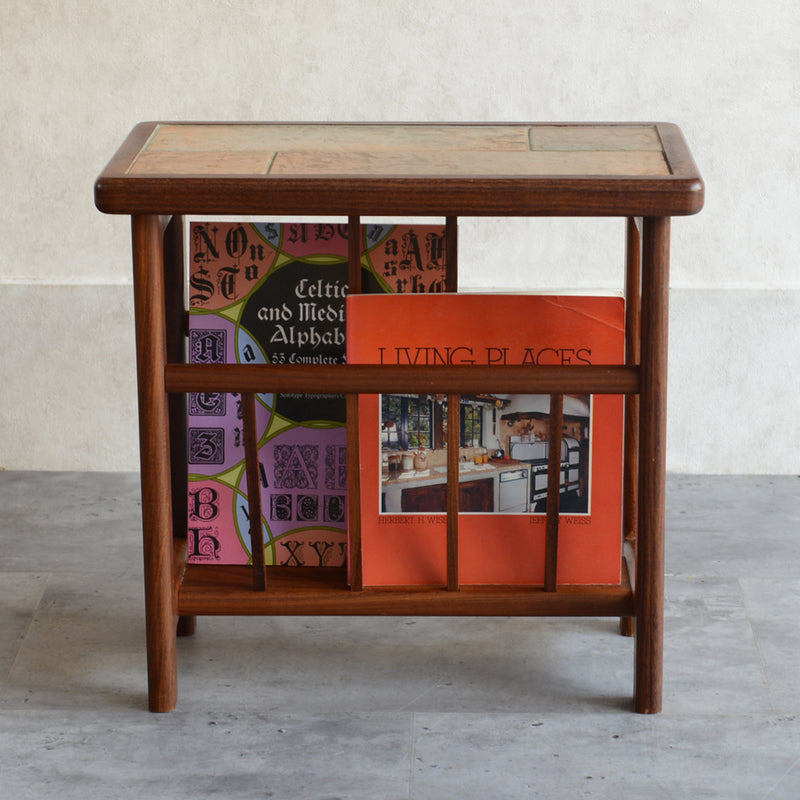 AnBerCraft タイルトップ マガジンラック付き サイドテーブル