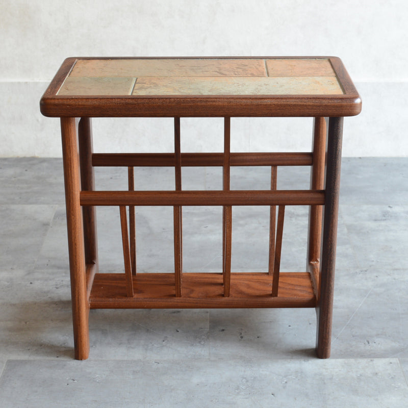 AnBerCraft タイルトップ マガジンラック付き サイドテーブル