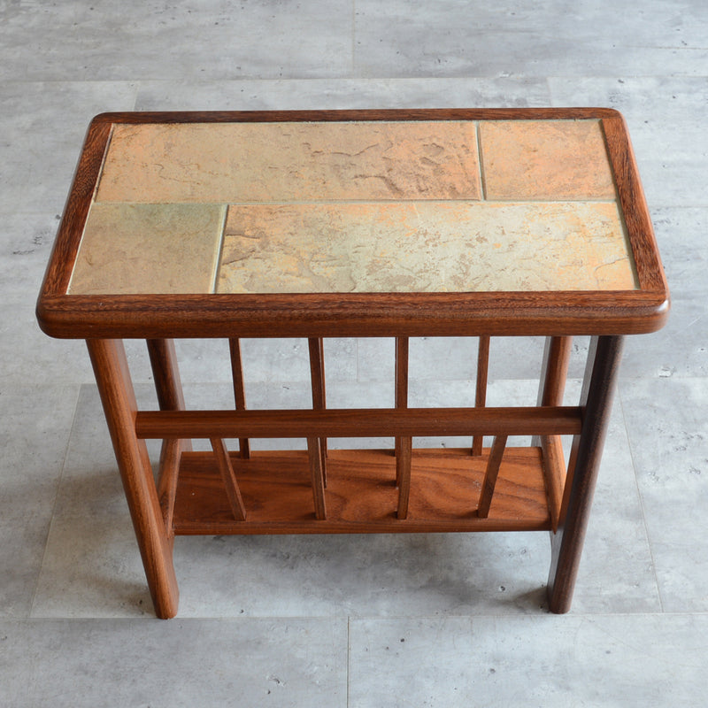 AnBerCraft タイルトップ マガジンラック付き サイドテーブル