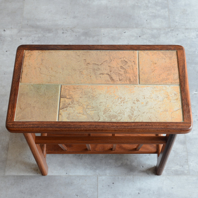 AnBerCraft タイルトップ マガジンラック付き サイドテーブル