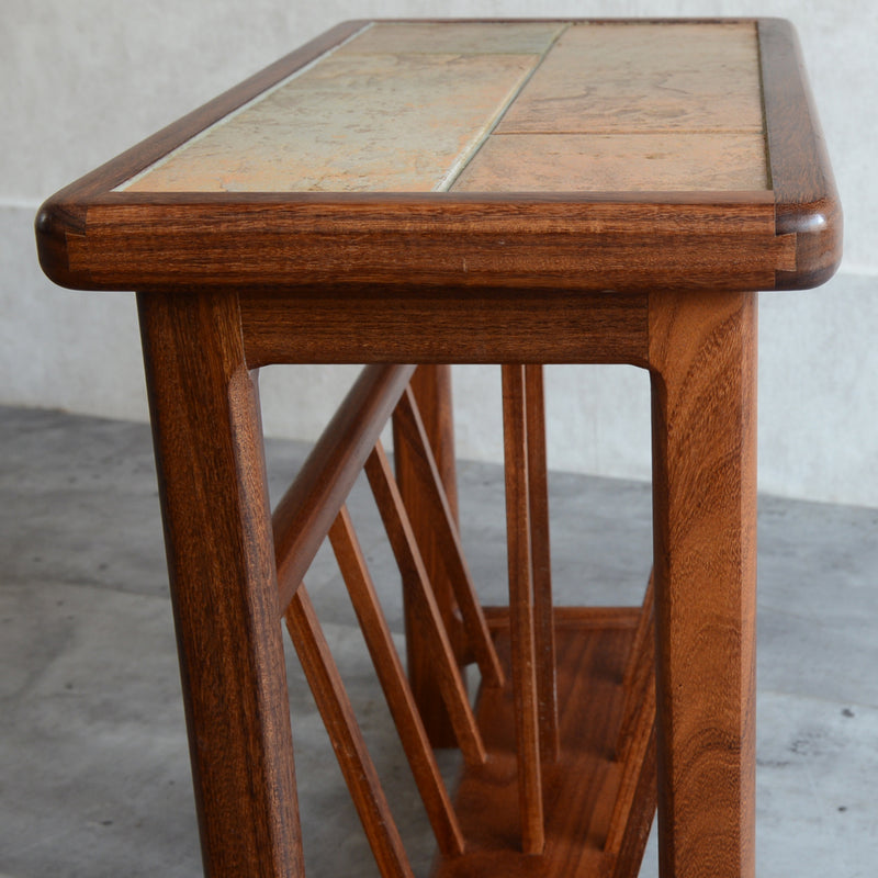 AnBerCraft タイルトップ マガジンラック付き サイドテーブル