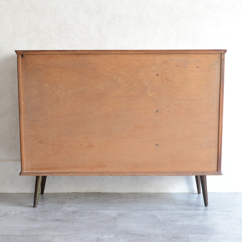 60sチークガラスキャビネット33(木扉付）