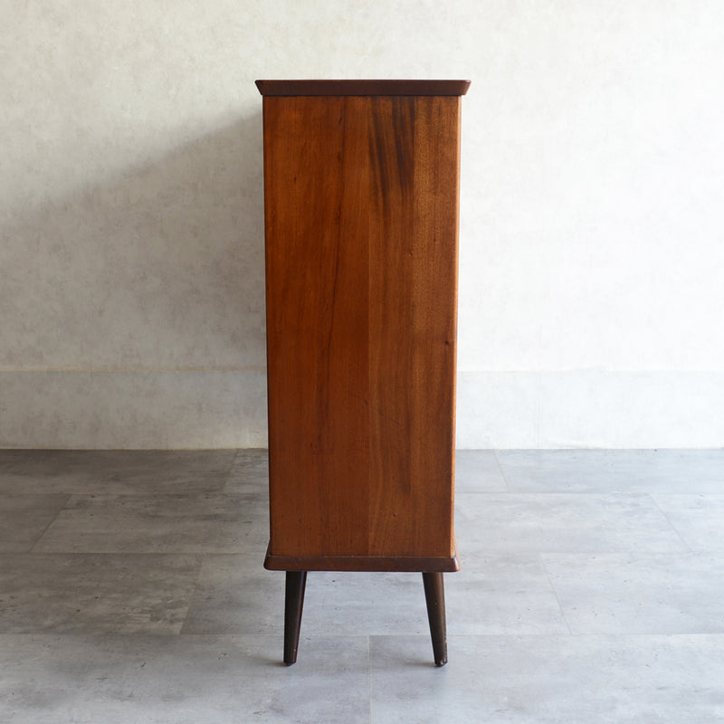 60sチークガラスキャビネット33(木扉付）