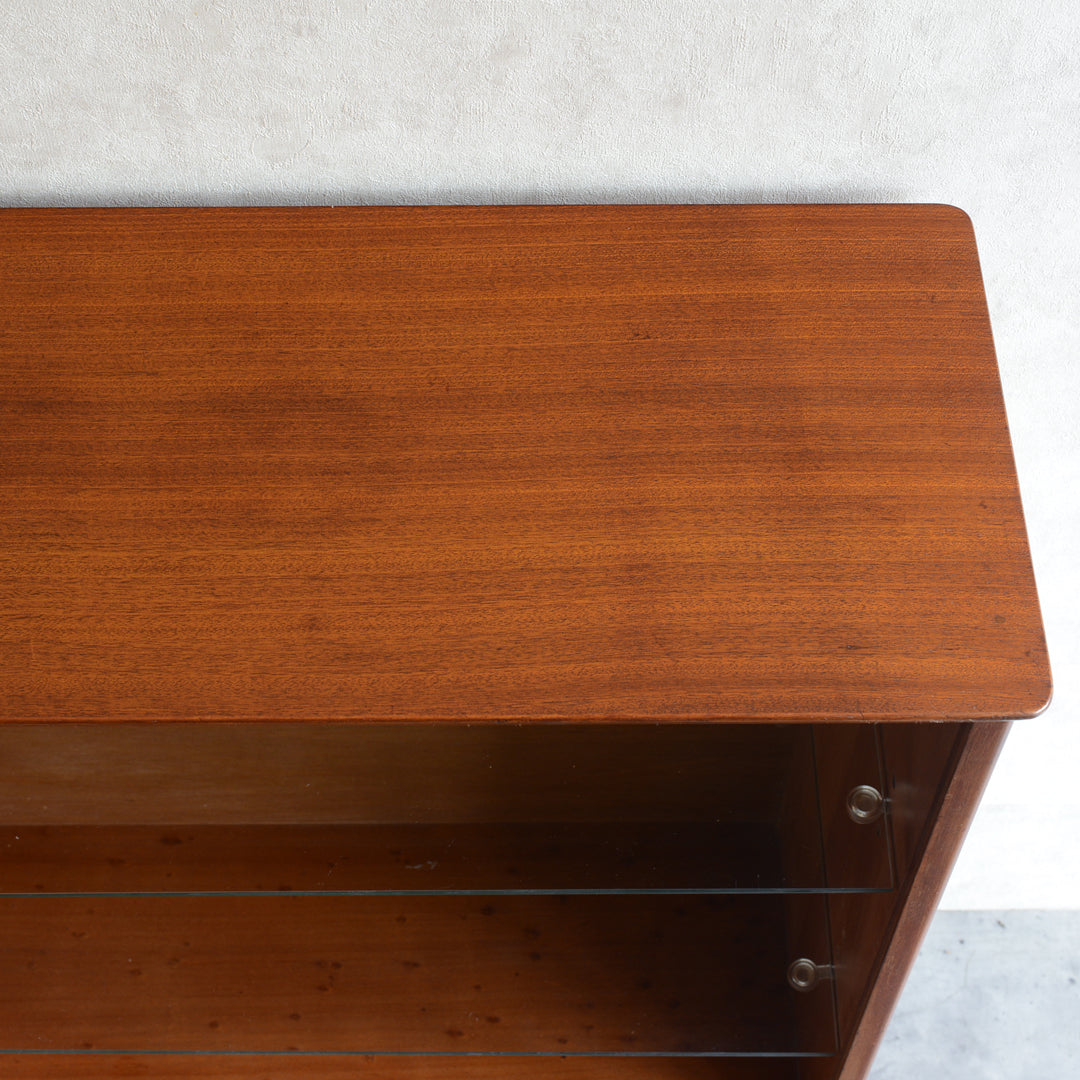 60sチークガラスキャビネット33(木扉付）