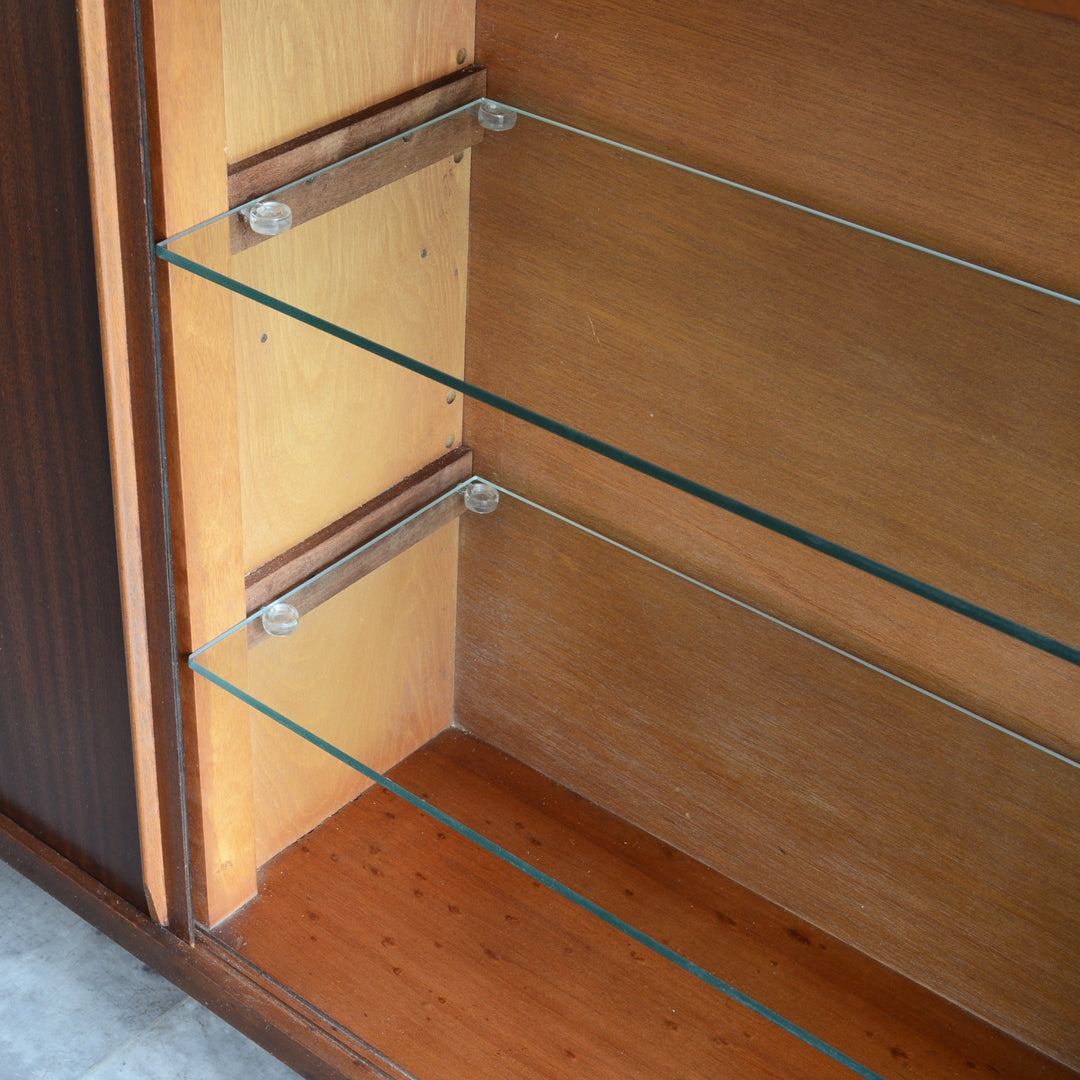 60sチークガラスキャビネット33(木扉付）