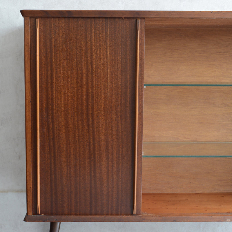 60sチークガラスキャビネット33(木扉付）