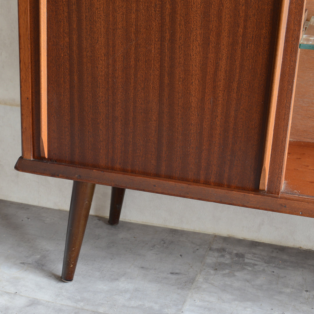 60sチークガラスキャビネット33(木扉付）