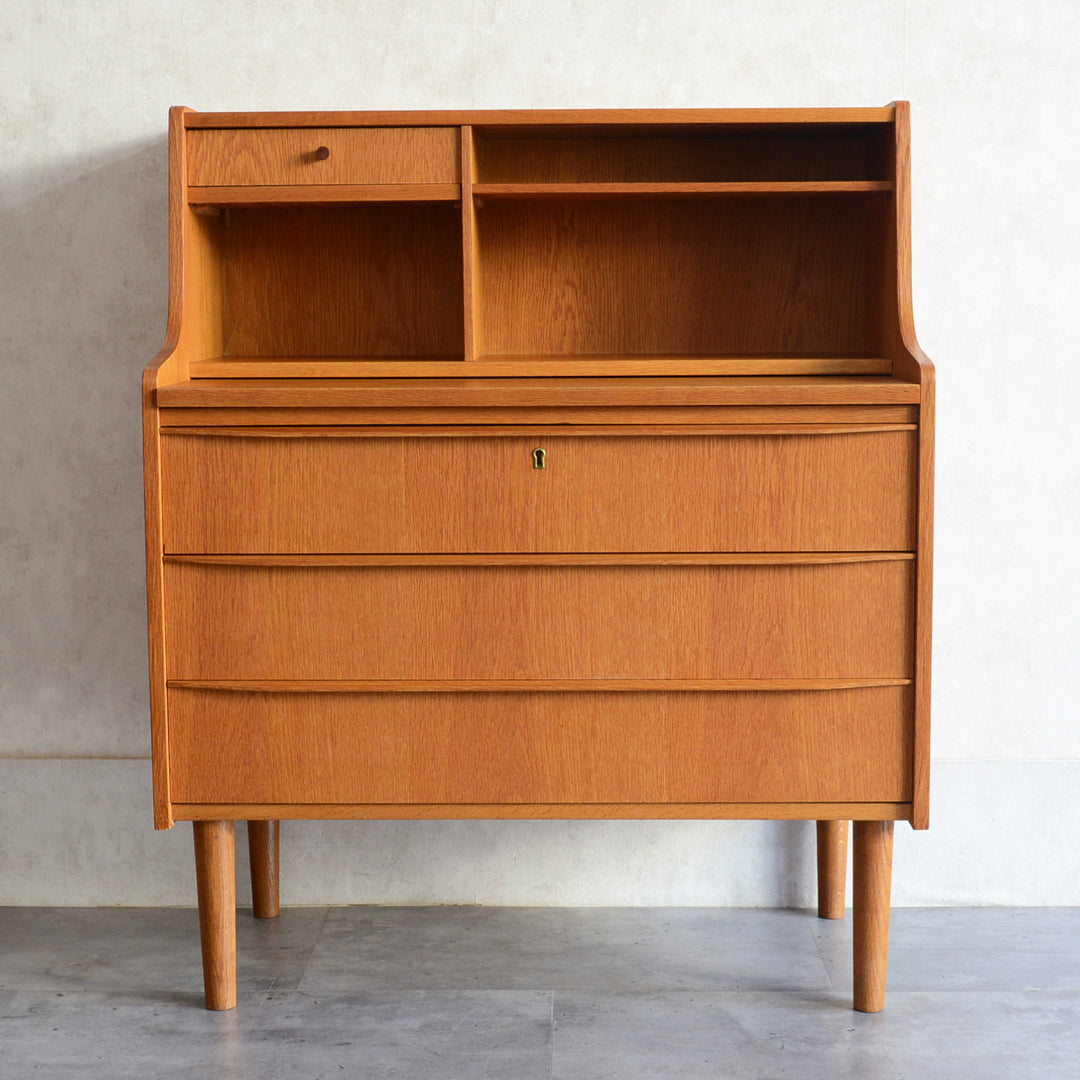 デンマーク　オークビューロー／ミラー付　5-1(ウッドオイル仕上）