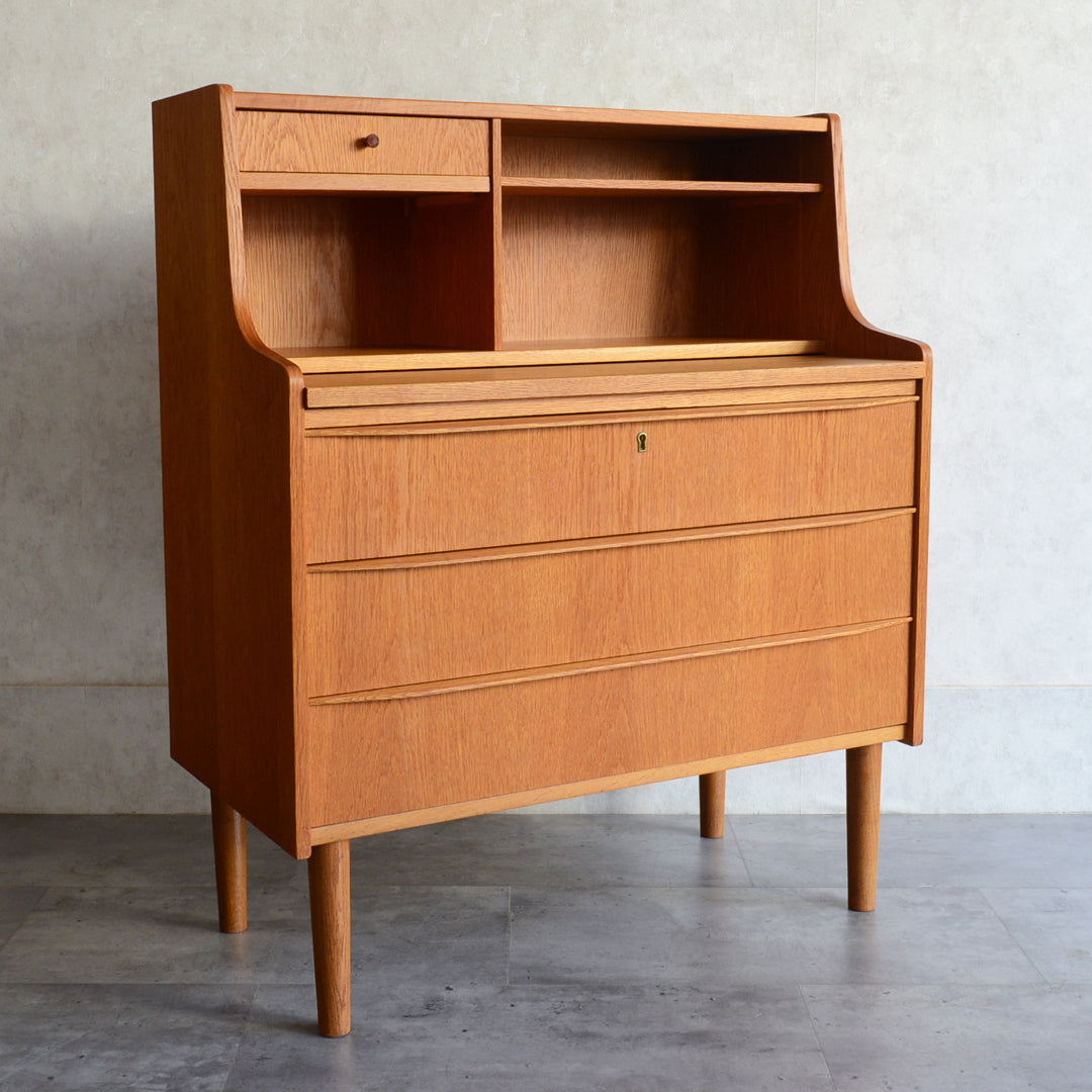 デンマーク　オークビューロー／ミラー付　5-1(ウッドオイル仕上）