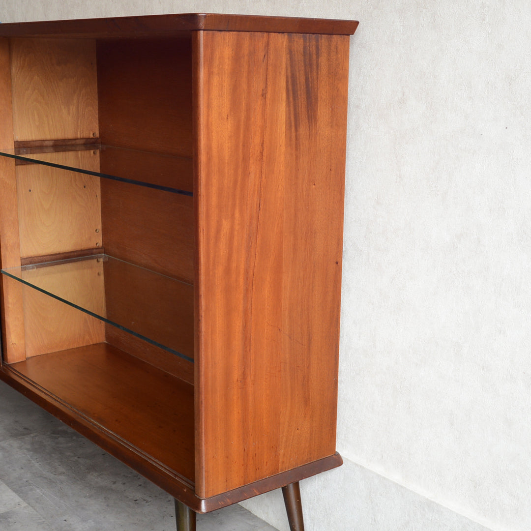 60sチークガラスキャビネット33(木扉付）