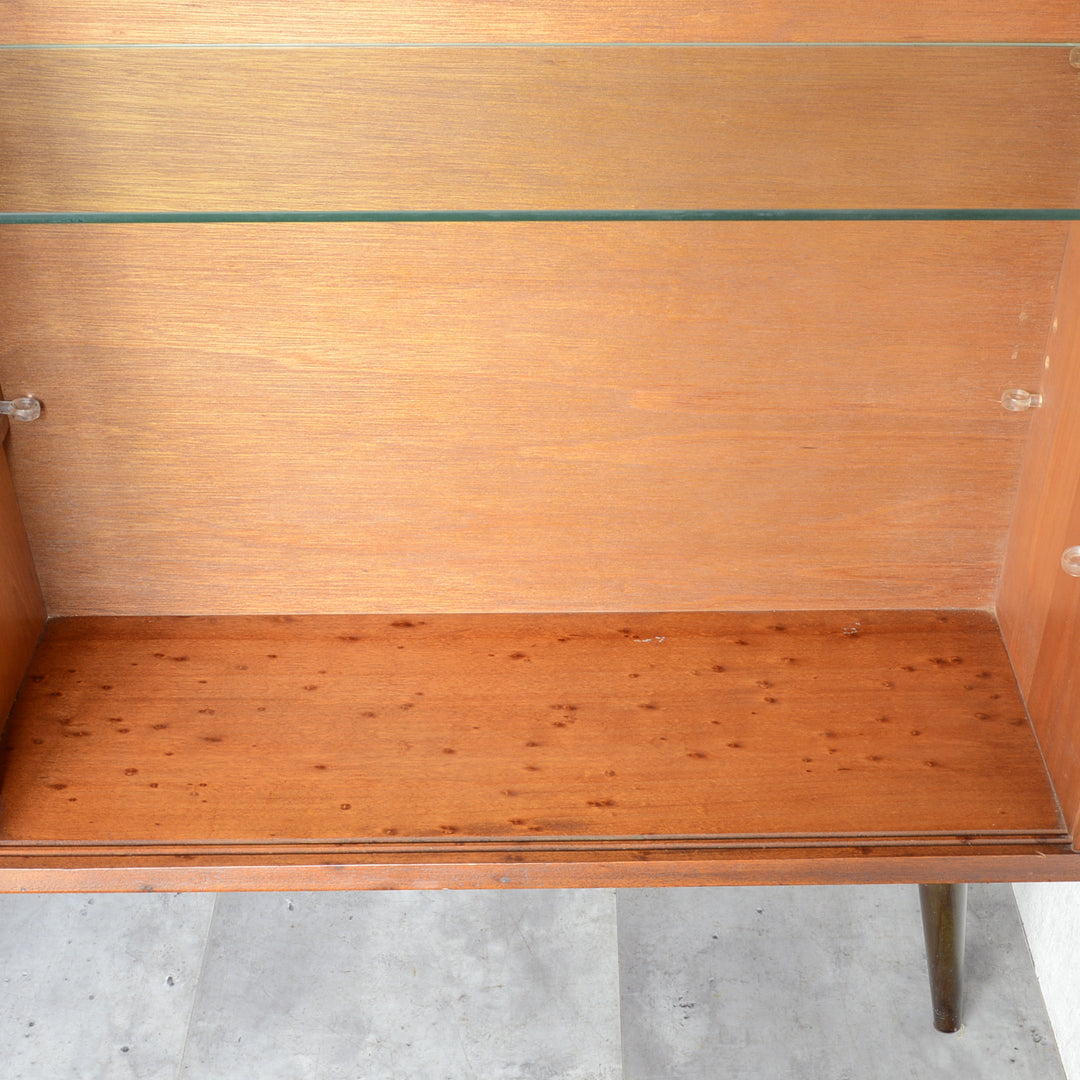 60sチークガラスキャビネット33(木扉付）