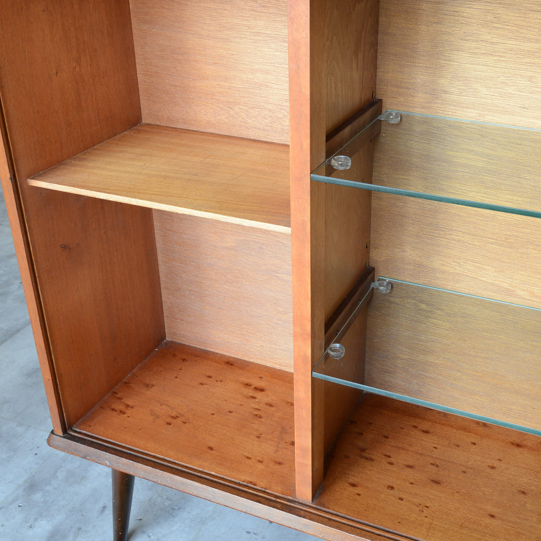 60sチークガラスキャビネット33(木扉付）