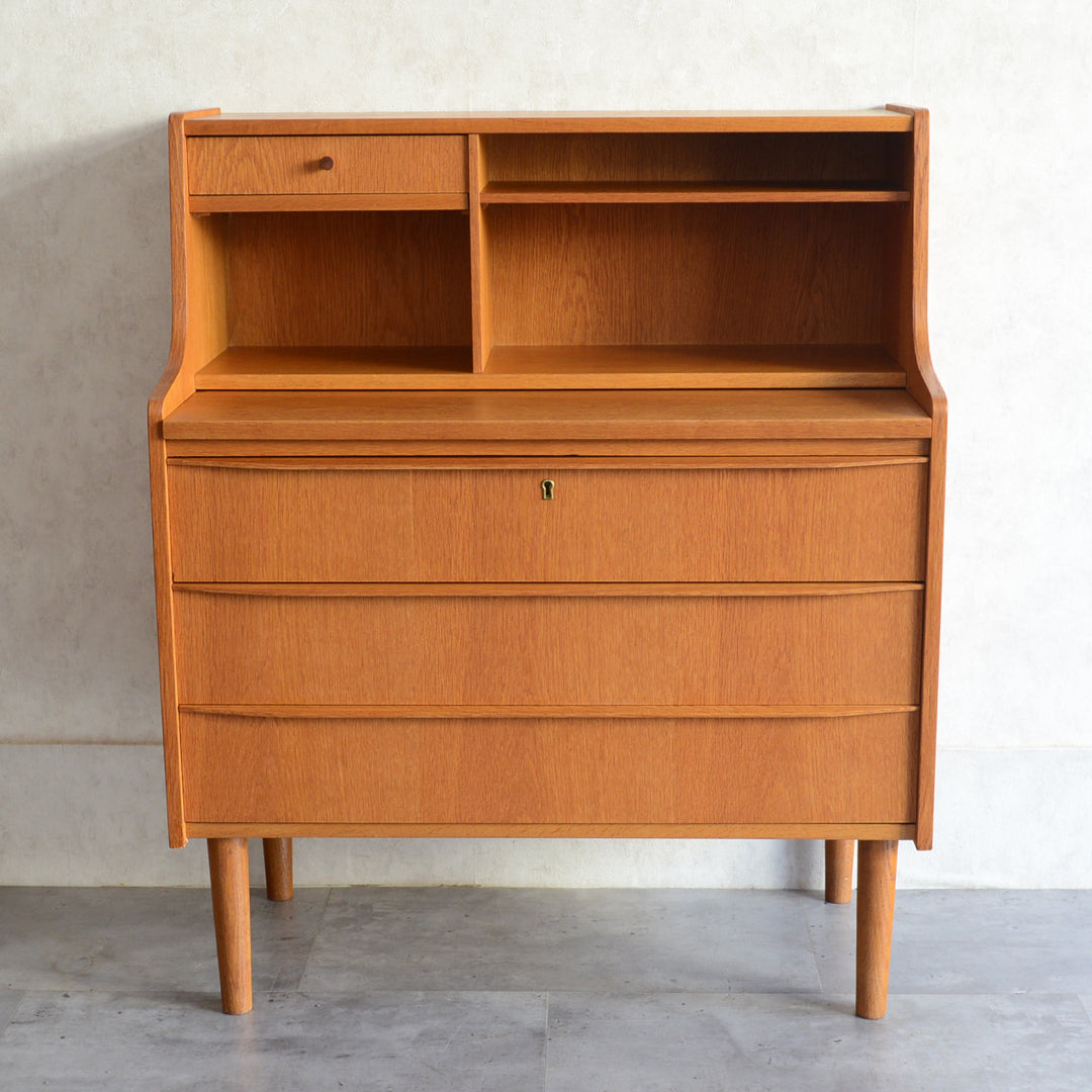 デンマーク　オークビューロー／ミラー付　5-1(ウッドオイル仕上）