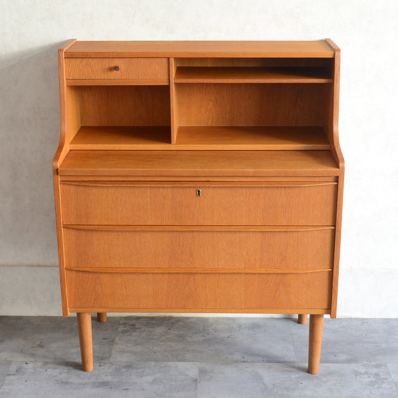 デンマーク　オークビューロー／ミラー付　5-1(ウッドオイル仕上）