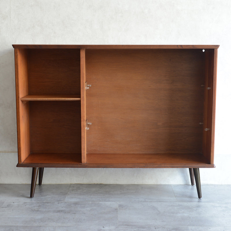 60sチークガラスキャビネット33(木扉付）