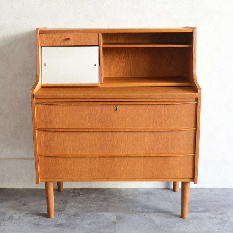 デンマーク　オークビューロー／ミラー付　5-1(ウッドオイル仕上）