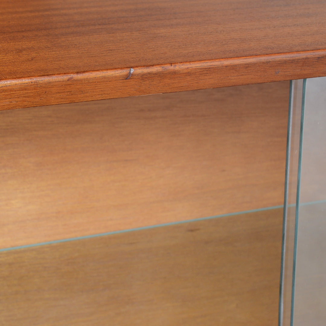 60sチークガラスキャビネット33(木扉付）