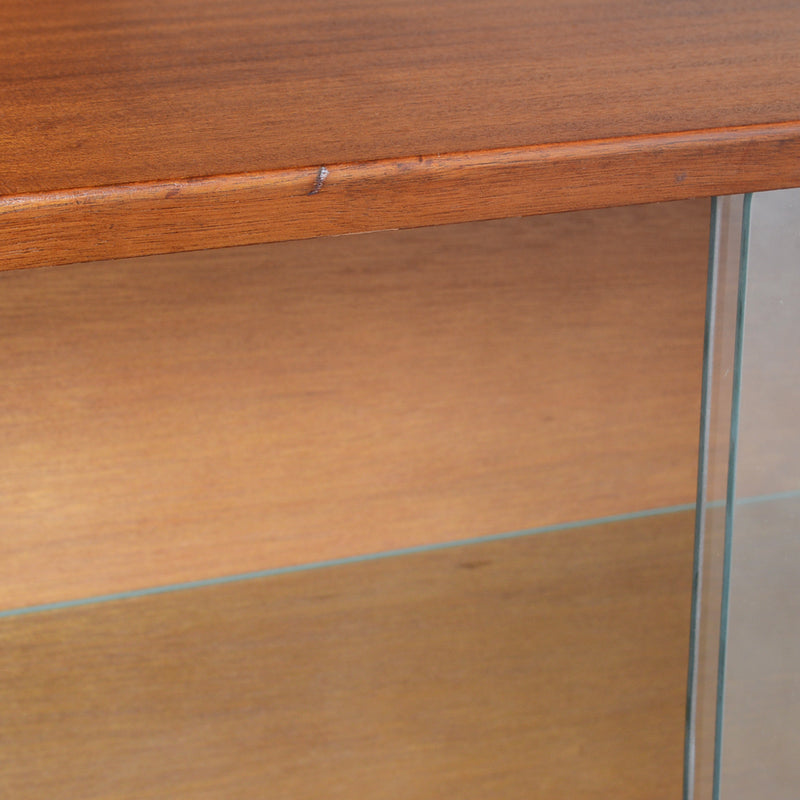 60sチークガラスキャビネット33(木扉付）