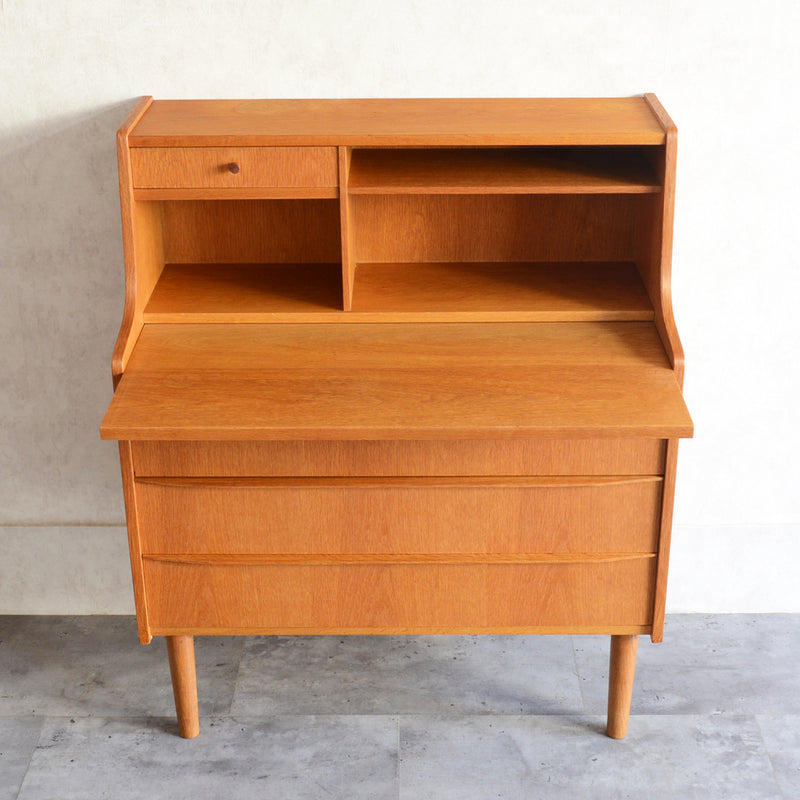 デンマーク　オークビューロー／ミラー付　5-1(ウッドオイル仕上）