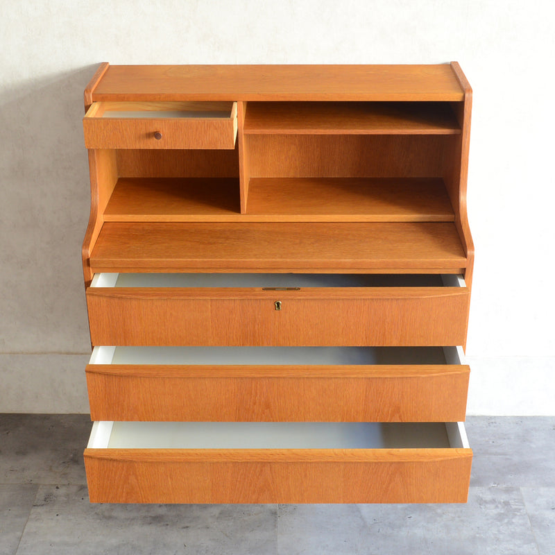 デンマーク　オークビューロー／ミラー付　5-1(ウッドオイル仕上）