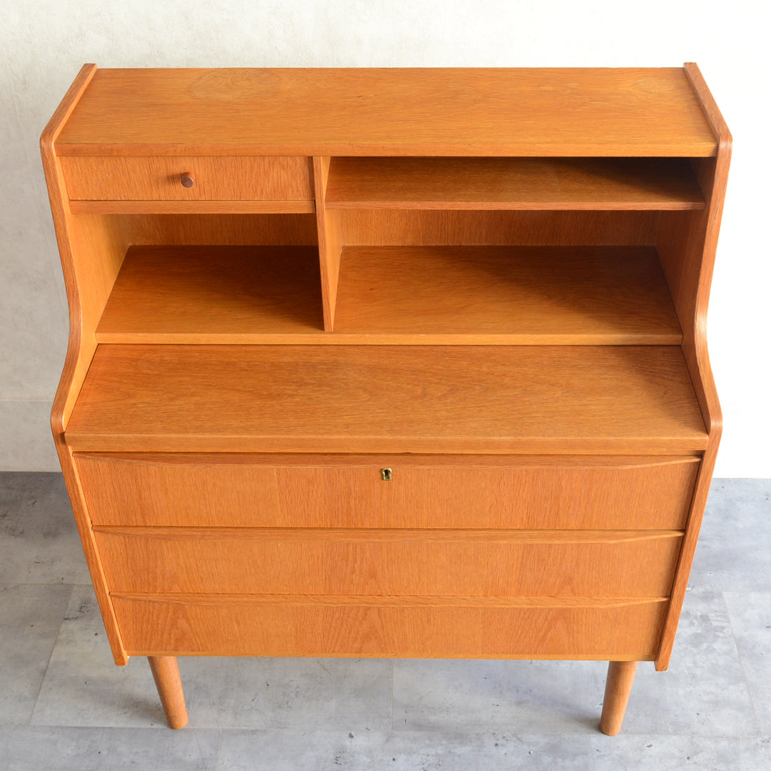 デンマーク　オークビューロー／ミラー付　5-1(ウッドオイル仕上）