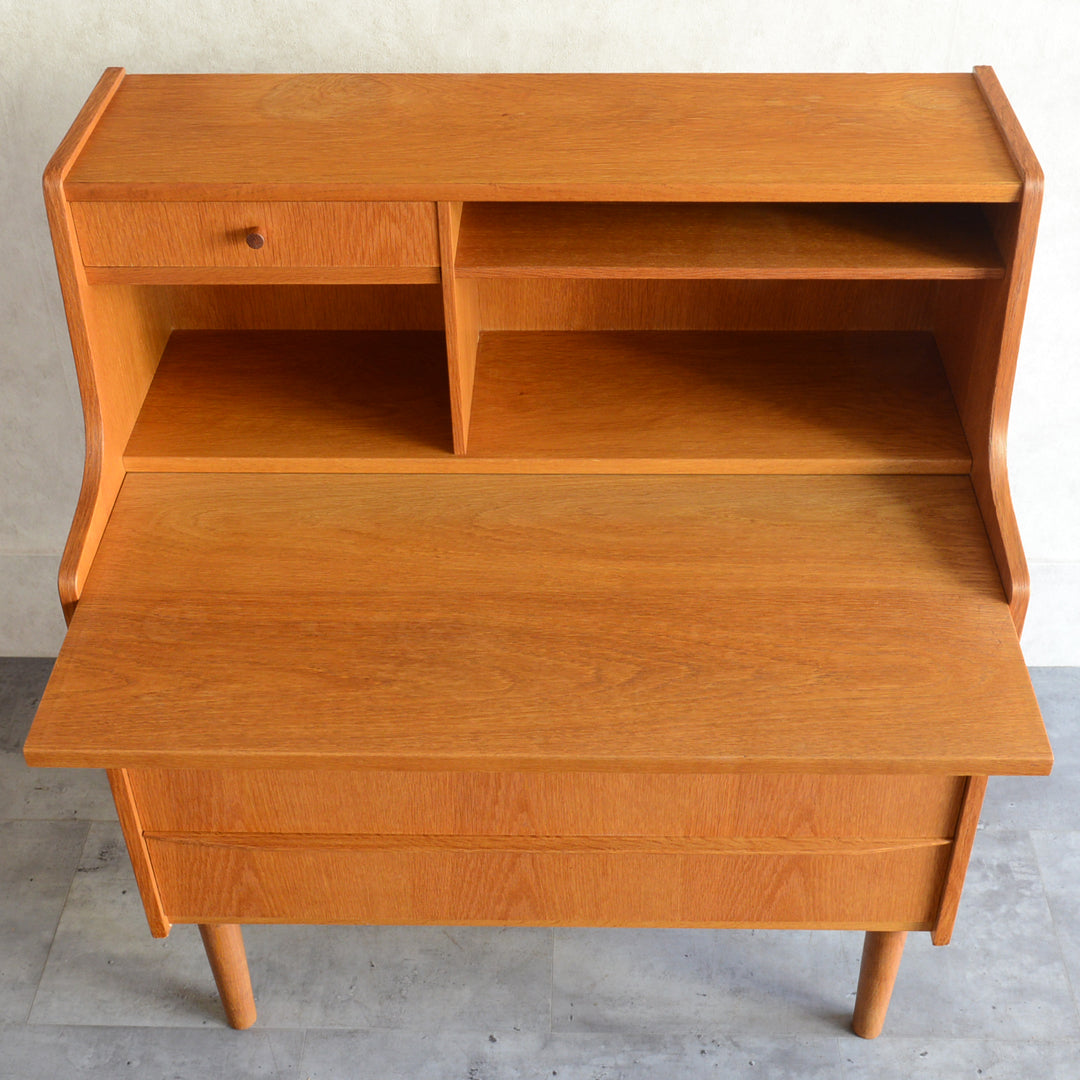 デンマーク　オークビューロー／ミラー付　5-1(ウッドオイル仕上）