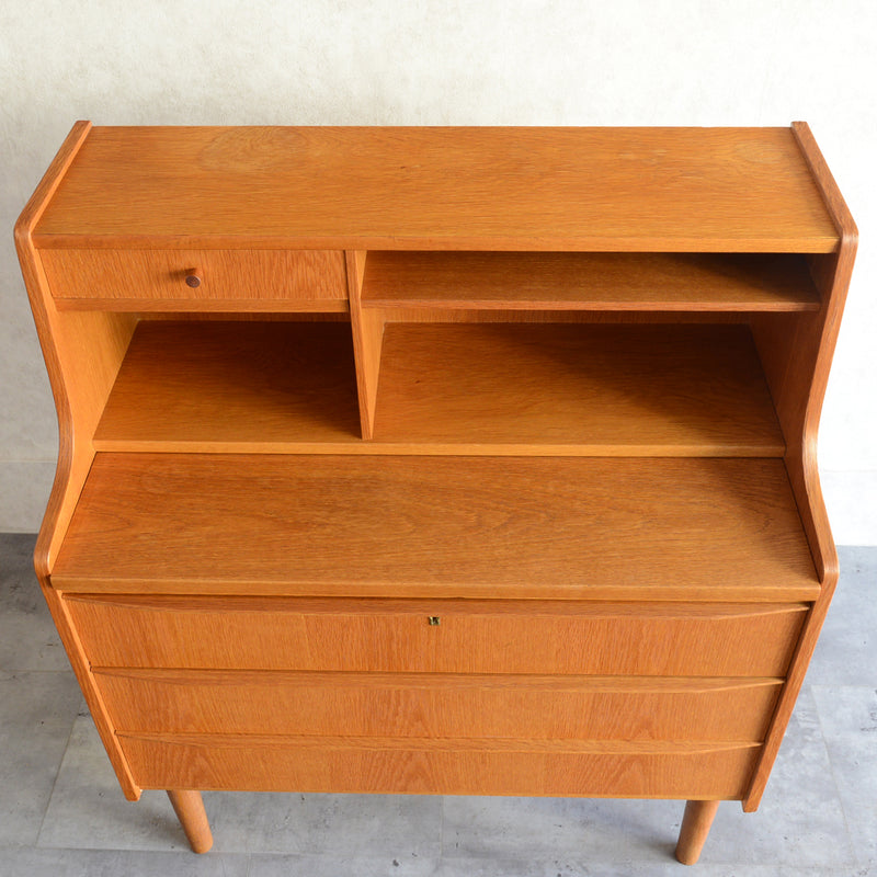 デンマーク　オークビューロー／ミラー付　5-1(ウッドオイル仕上）