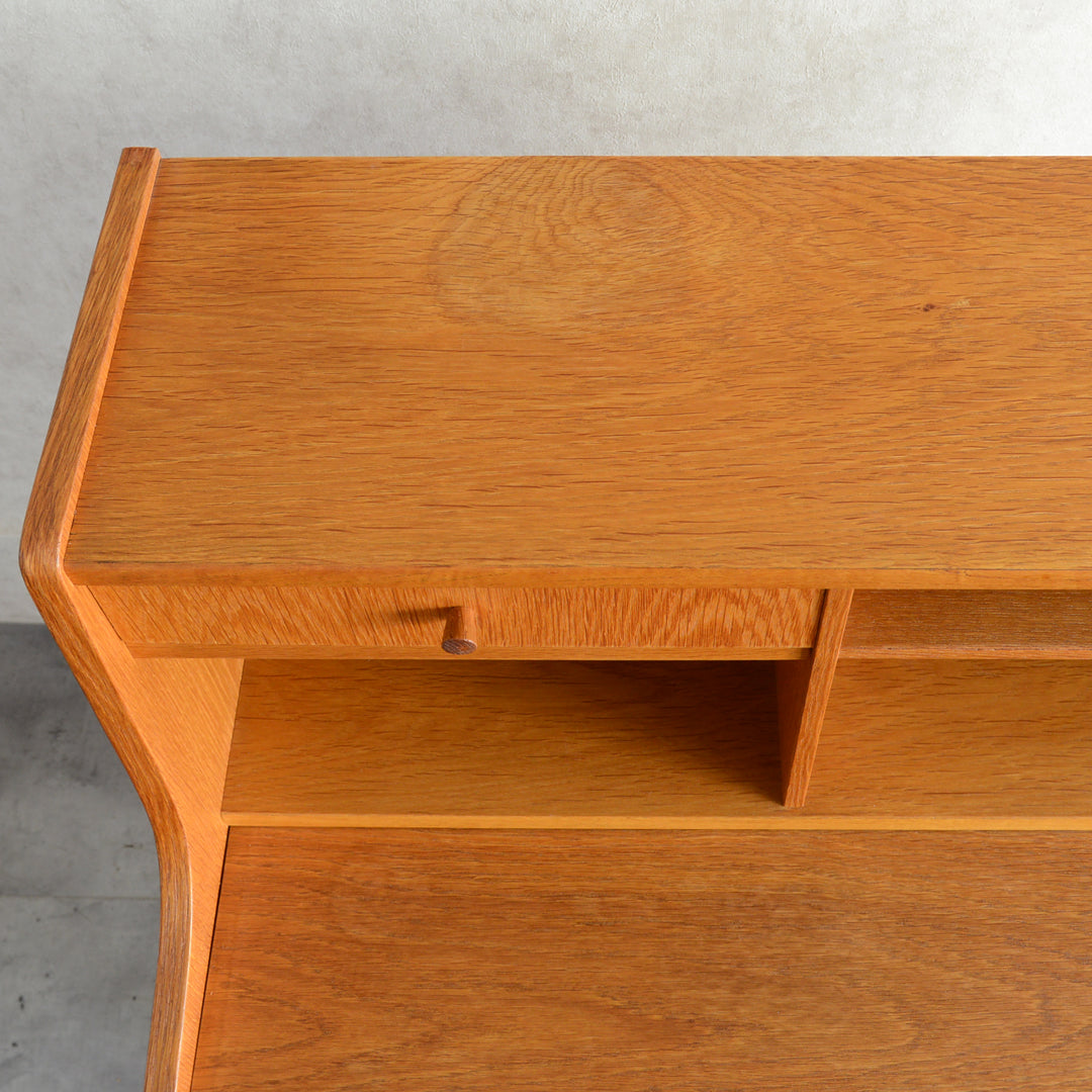 デンマーク　オークビューロー／ミラー付　5-1(ウッドオイル仕上）