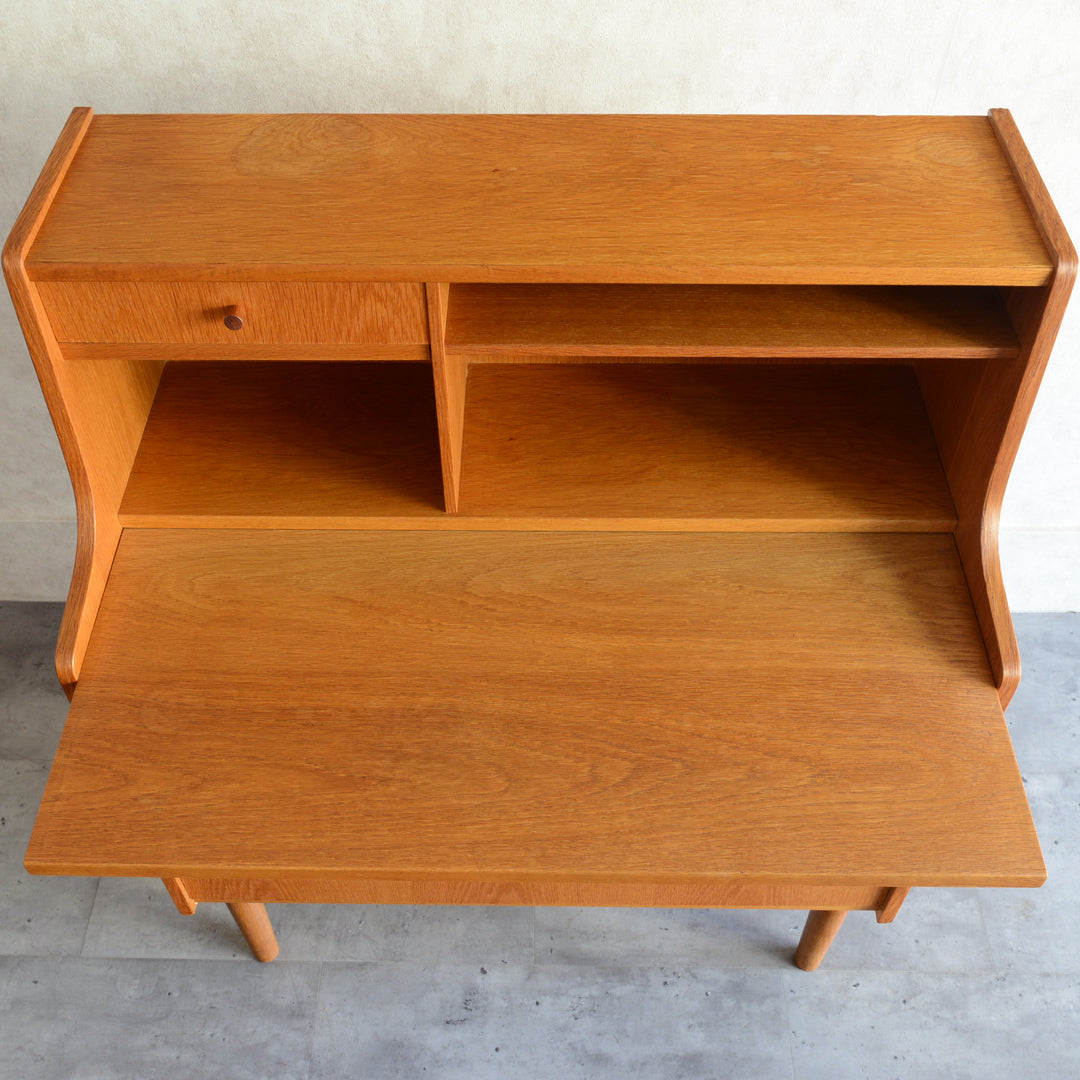 デンマーク　オークビューロー／ミラー付　5-1(ウッドオイル仕上）