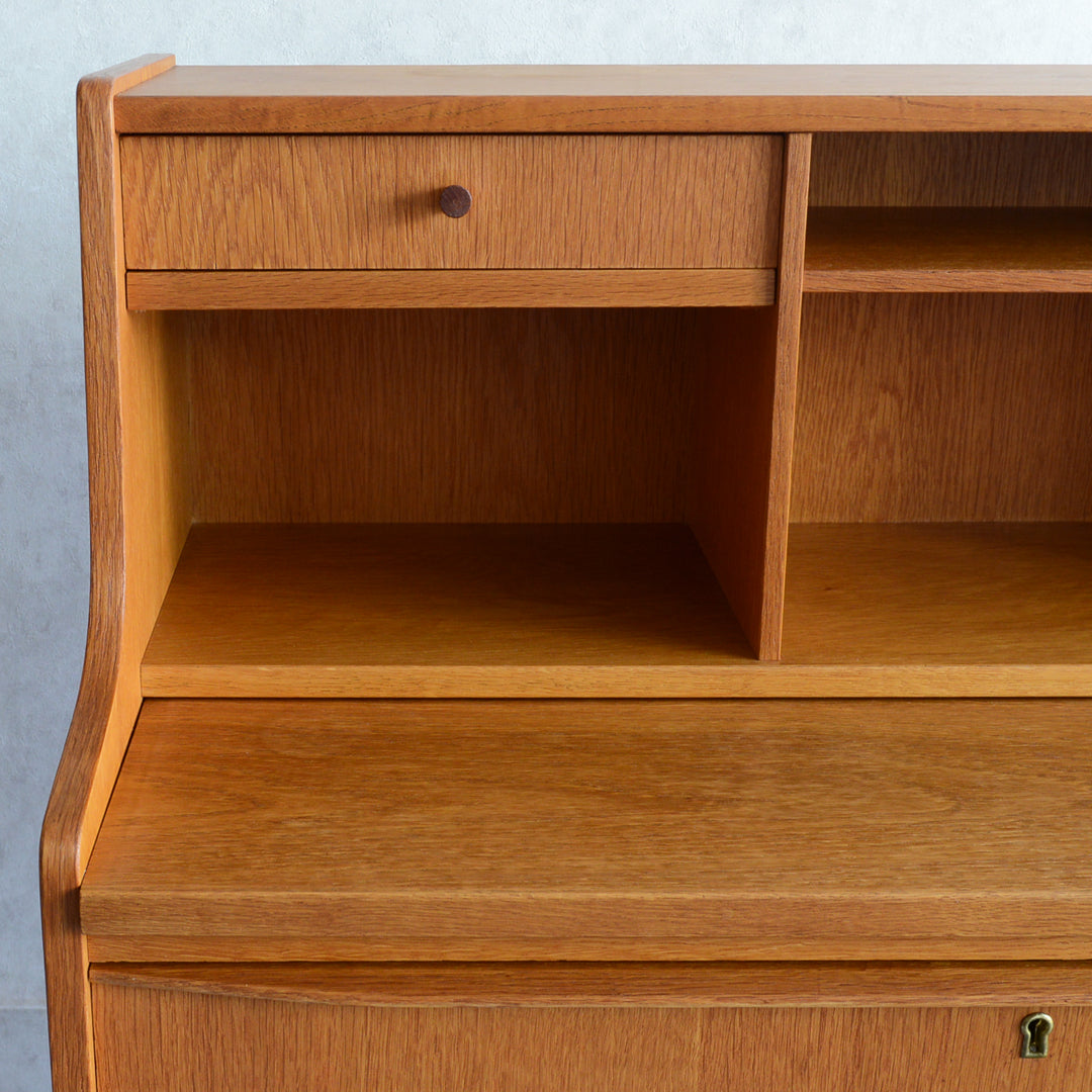 デンマーク　オークビューロー／ミラー付　5-1(ウッドオイル仕上）