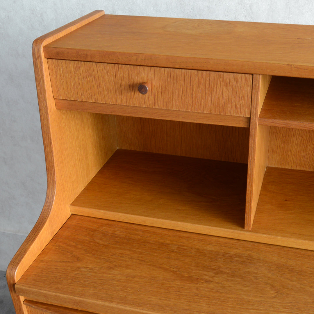 デンマーク　オークビューロー／ミラー付　5-1(ウッドオイル仕上）