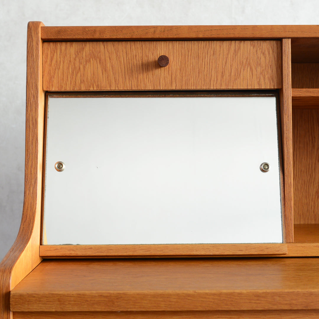 デンマーク　オークビューロー／ミラー付　5-1(ウッドオイル仕上）