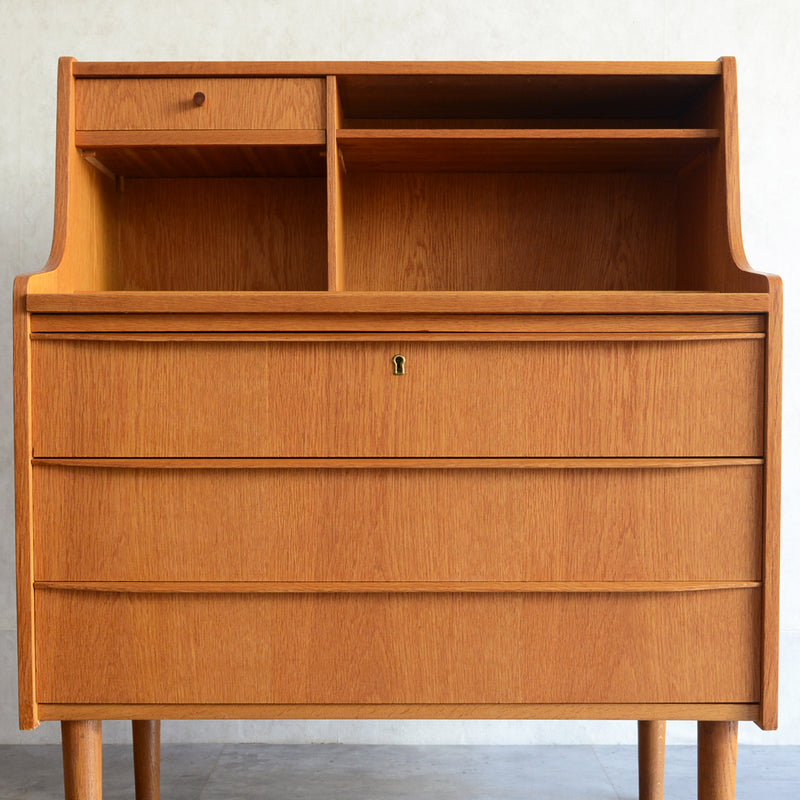 デンマーク　オークビューロー／ミラー付　5-1(ウッドオイル仕上）