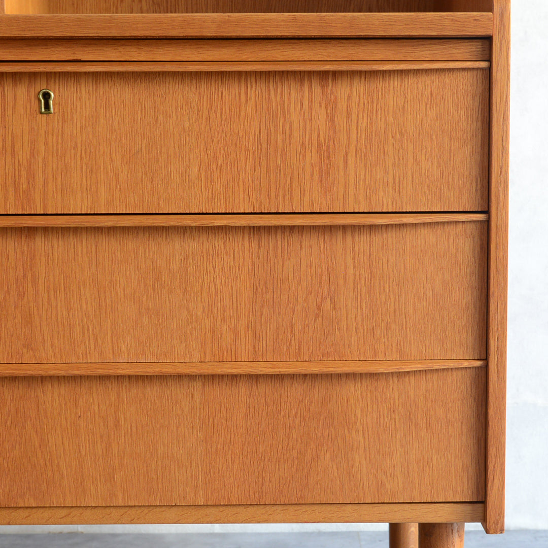 デンマーク　オークビューロー／ミラー付　5-1(ウッドオイル仕上）