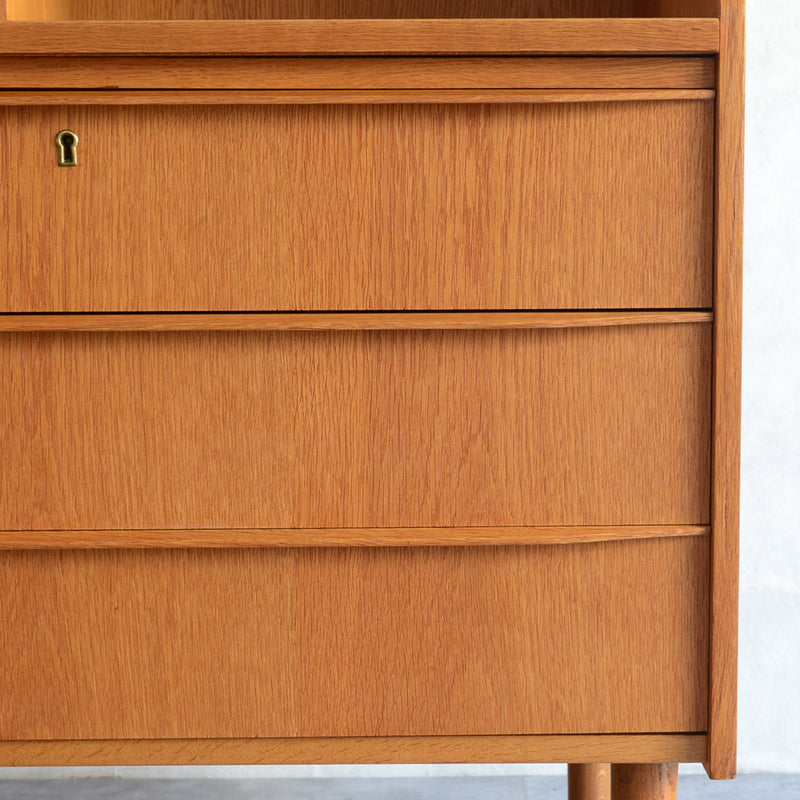 デンマーク　オークビューロー／ミラー付　5-1(ウッドオイル仕上）